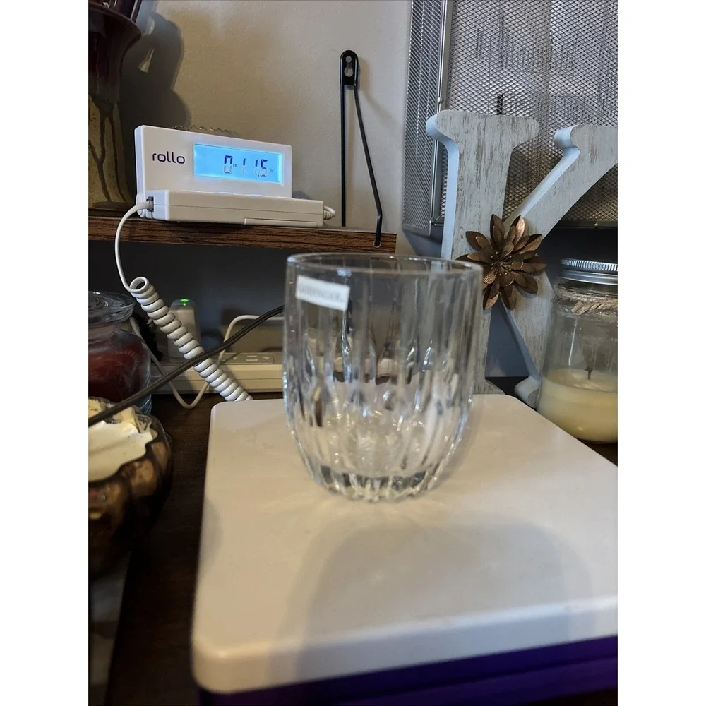 GODINGER CLEAR PLEAT DOUBLE OLD FASHIONED CRYSTAL TUMBLER 11 OZ 3.75